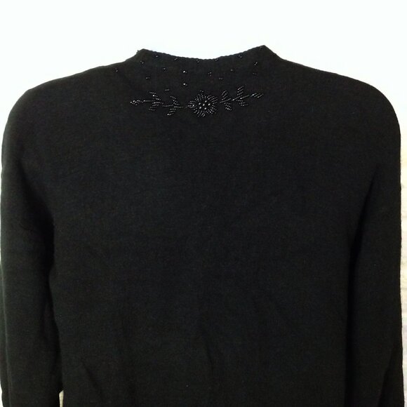Vintage 80s Shek Embellished Beaded Cardigan Sweater (42) LambWool Angora Lined - Picture 10 of 11